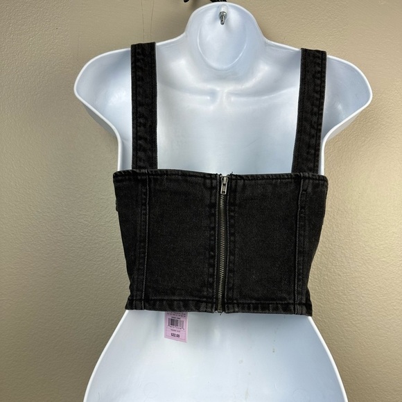 New! Wild Fable Women's Denim Lace-Front Corset Tank Top - Picture 3 of 4